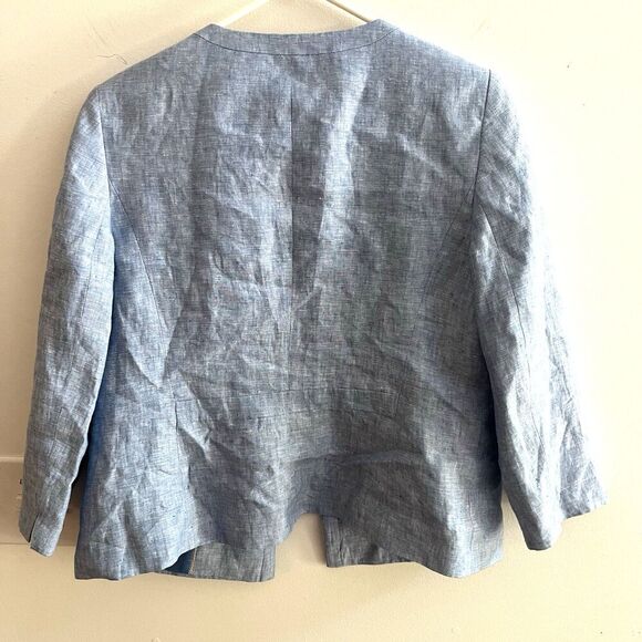 TALBOTS Blue Linen Blazer Chambray 10 Womens Suit Jacket Career Spring Pastel - Picture 4 of 5